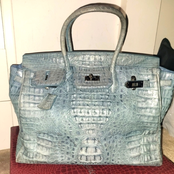 Awesome real crocodile buckle handle bag - Picture 1 of 16